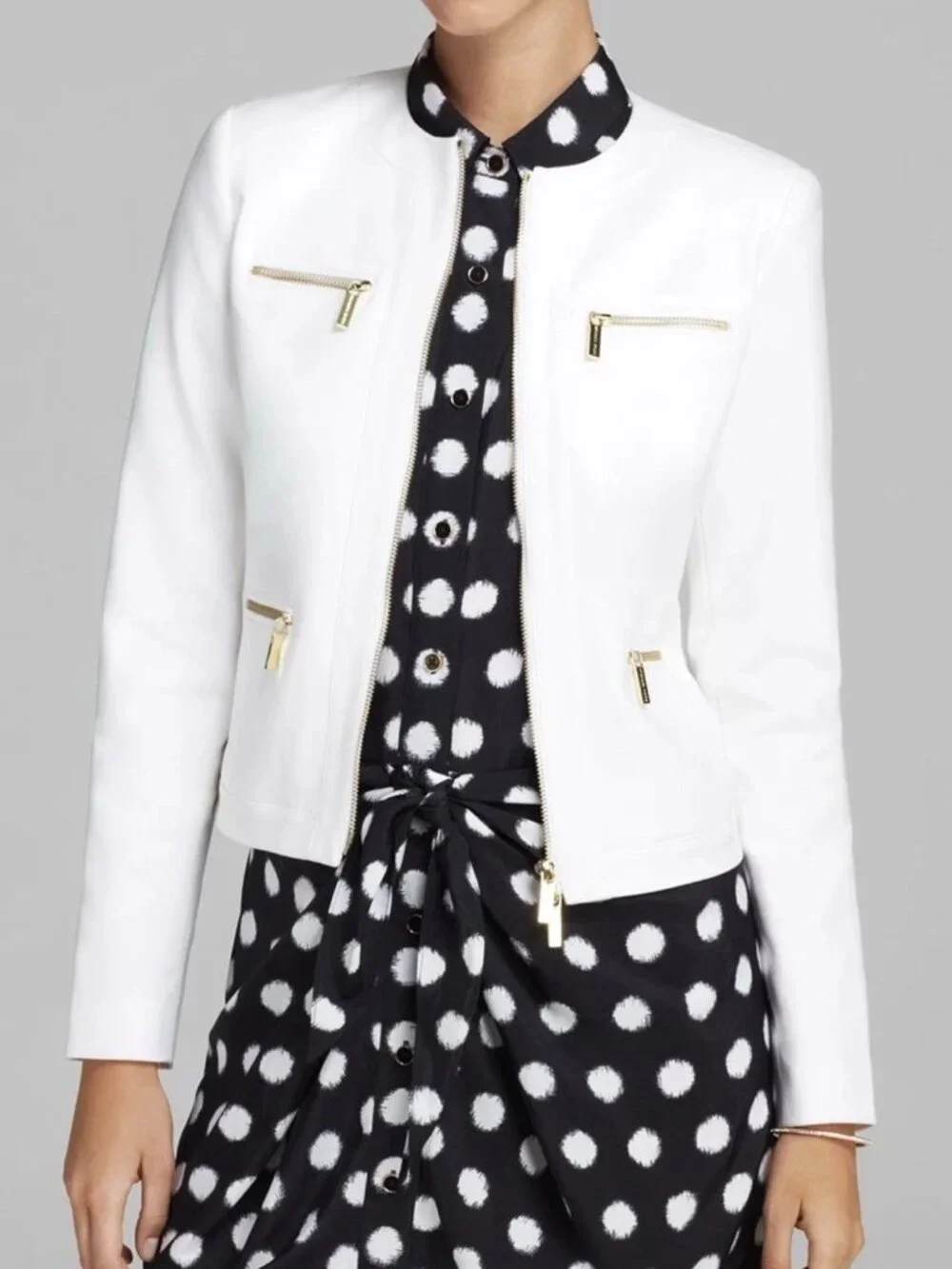 Classic $120 MICHAEL KORS Knotted Polka Dot Sleeveless Faux Wrap Dress Summer 6